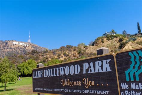 Hollywood Sign Viewed from Lake Hollywood Park Editorial Image - Image ...