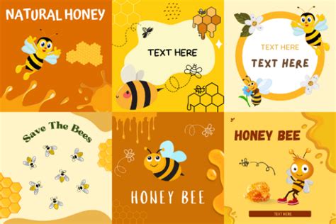 Honey Bee Background Set Graphic by VYCstore · Creative Fabrica