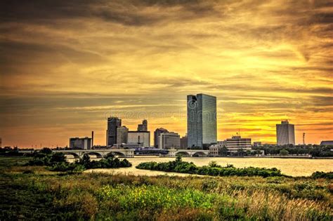 Toledo Ohio Skyline stock photo. Image of river, offices - 24512052