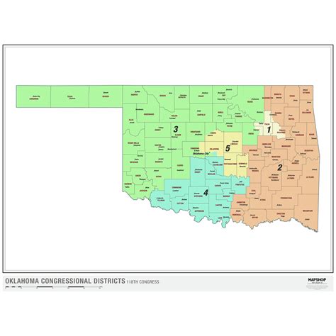 Oklahoma 2022 Congressional Districts Wall Map by MapShop - The Map Shop