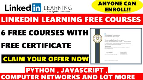 Linkedin Learning Free Premium Courses | 6 Free Courses with Free Certificate