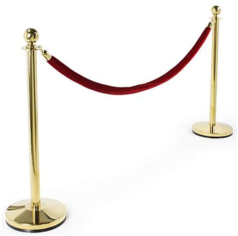 (2) Brass Post Stanchions - Burgundy Velvet