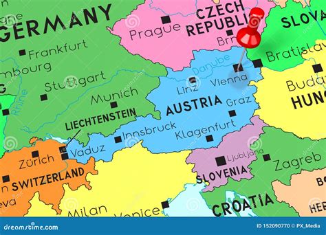 Austria, Vienna - Capital City, Pinned on Political Map Stock Illustration - Illustration of ...