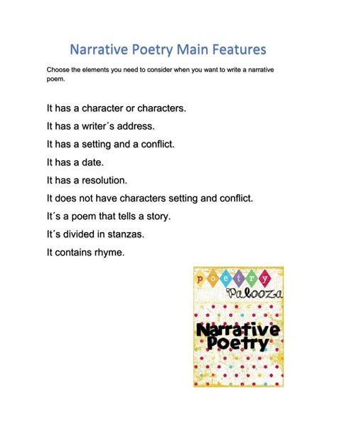 Narrative poetry 594302 | mviedma12 | Live Worksheets