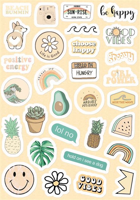 Small & Large Aesthetic Stickers for Phone Case 11 Inc - Etsy | Scrapbook stickers printable ...