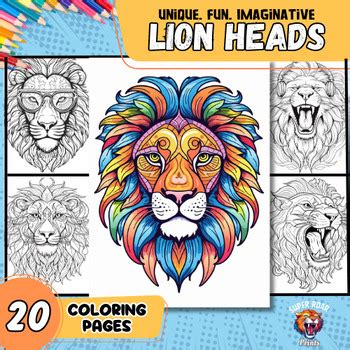 LION HEAD | Coloring Book | 20 Epic Pages | Digital Print | Hand Drawn