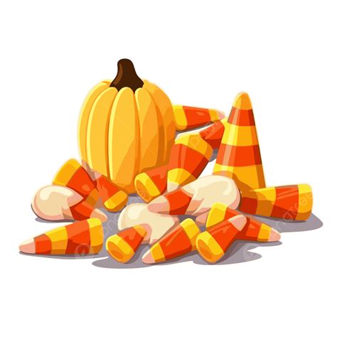 Halloween Candy Corn Vector, Sticker Clipart Pile Of Pumpkin And Candy ...