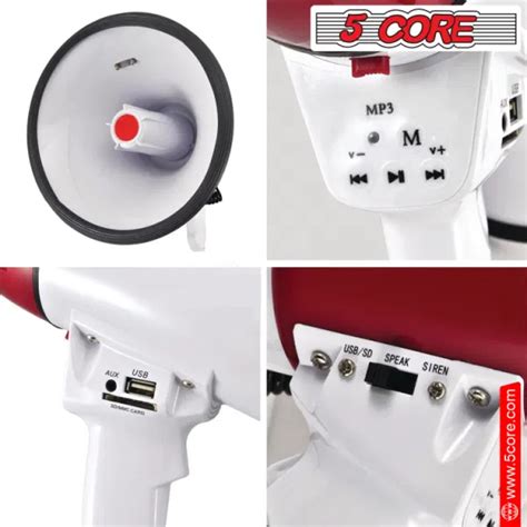 Dropship 5 CORE Megaphone Bull Horn 50W Rechargeable Loud Siren Noise ...