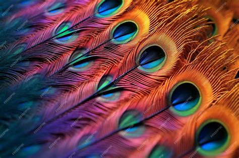 Premium AI Image | Colorful Pattern on Peacock Feather Under Microscope