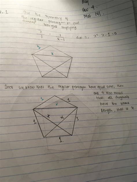 geometry - Use the symmetry of the regular pentagon to find similar ...