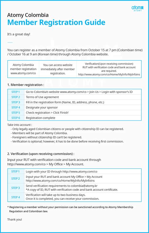 [Colombia] Atomy Colombia Member Registration Guide | Notices | Global ...