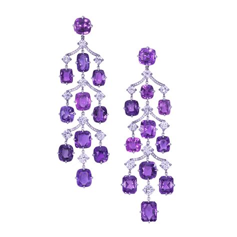 Purple Sapphire and Diamond Earrings by Moussaieff | พลอย, เพชร, ต่างหู