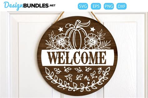 Welcome - Fall round wood sign SVG