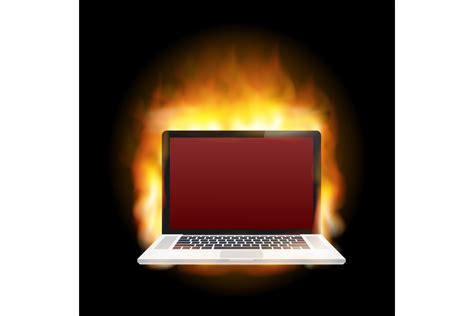 Laptop Damage. Laptop on Fire and Flames Graphic by DG-Studio ...