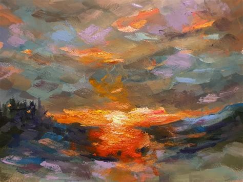 Fire Sky, Original Painting by Charmaine Chaudry, Wychwood Art