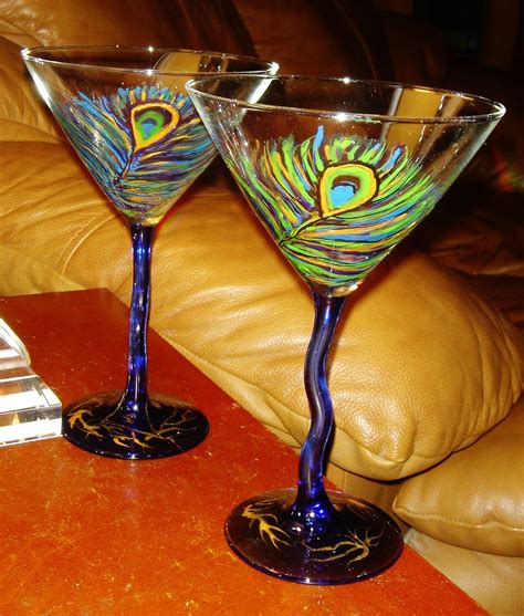 Hand painted martini glasses designed by Deb Akers | Glass painting, Glassware, Glass