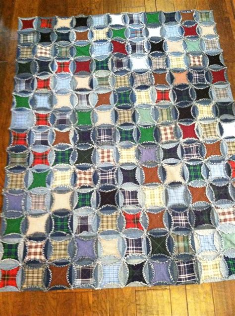 Denim and flannel rag quilt. | Rag quilt, Quilts, Craft projects