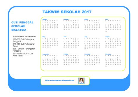 Malaysia School Holiday Calendar 2017 ~ Parenting Times