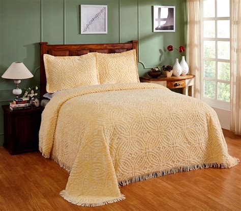 Tufted Bed Cover Of Cotton Wedding Ring Bedspread Queen 102x110 Butter - Walmart.com