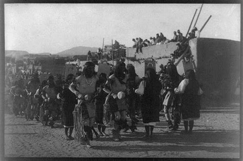 Jemez Pueblo Indians in a ceremonial dance, possibly Nov. 12 feast day ...