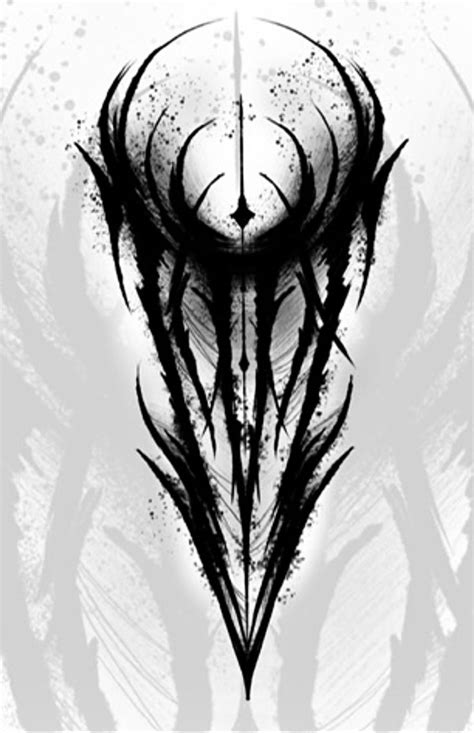 an artistic black and white drawing of a demon's head with horns on it