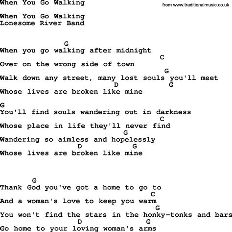 When You Go Walking - Bluegrass lyrics with chords