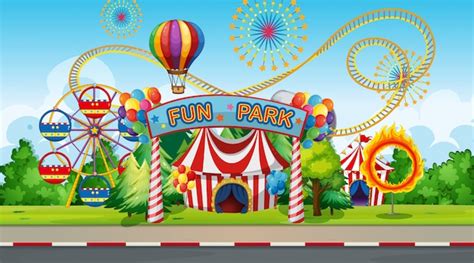 Large fun park background | Free Vector