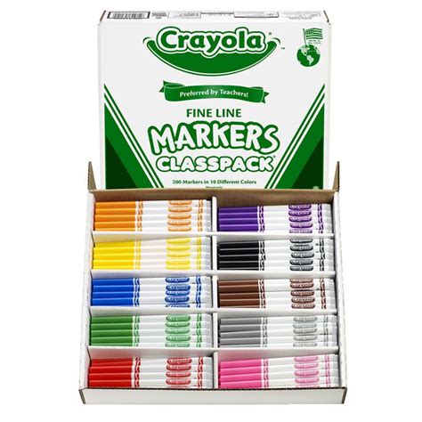 Crayola Classpack Markers 200 Ct, Non Washable Fine Tip