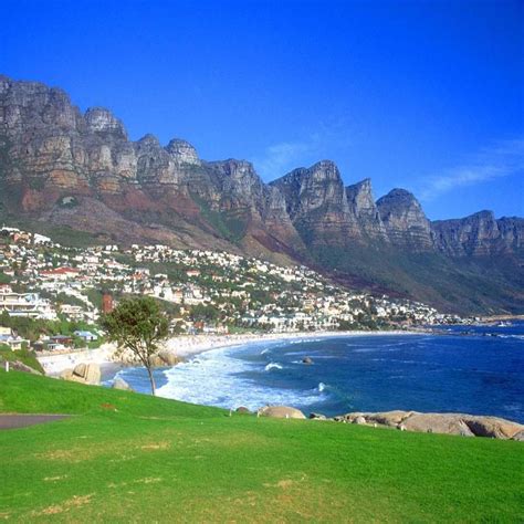 Camps Bay Beach with Twelve Apostles Mountains | South africa holidays, Cape town south africa ...