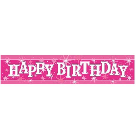 Pink Happy Birthday Foil Banner 2.60 m, Qualatex, 1 piece