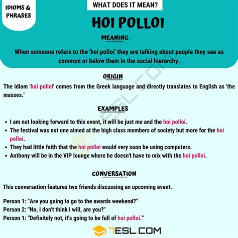 "Hoi Polloi" Meaning, Origin and Examples • 7ESL