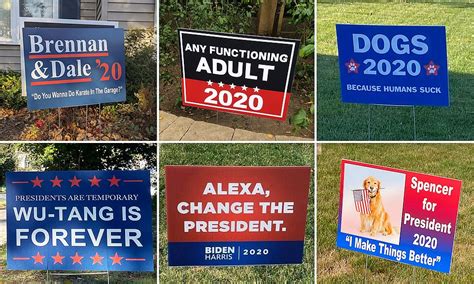 Americans campaign for pets, 'any functioning adult,' and even Joe Exotic with funny lawn signs ...