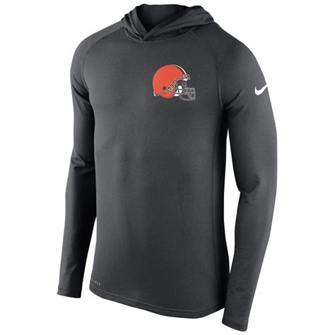 Men's Cleveland Browns Nike Gray Stadium Touch Performance Long Sleeve ...