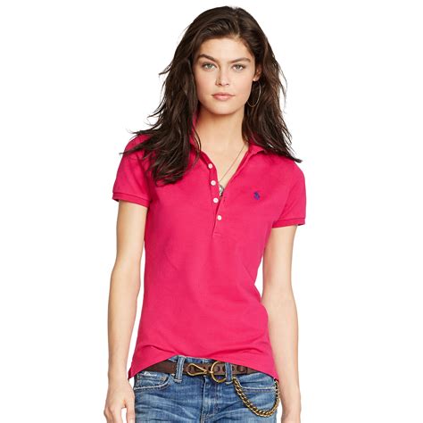 Lyst - Polo Ralph Lauren Skinny Stretch Polo Shirt in Pink