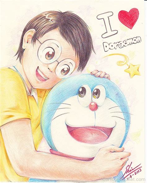 Painting Of Nobita With Doraemon