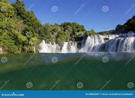 Underwater View of Skradinski Buk Waterfall Stock Image - Image of ...