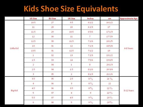 Asics Kids Shoe Size Chart