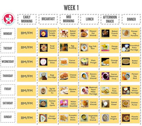 10 Months Baby Food Chart with Indian Recipes