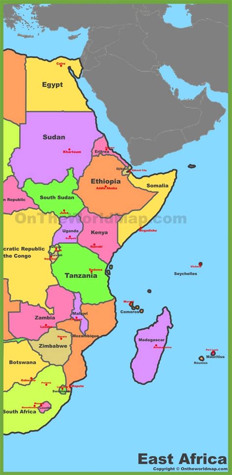 Map of East Africa | Africa map, East africa, South africa map