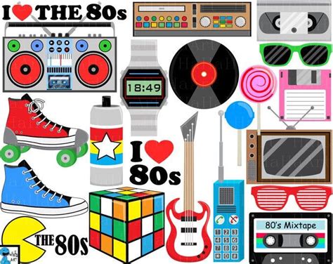 80s Clipart Set, Digital Clipart, Clip Art, 1980s Set, Vector, PNG Format - Etsy | Adult party ...