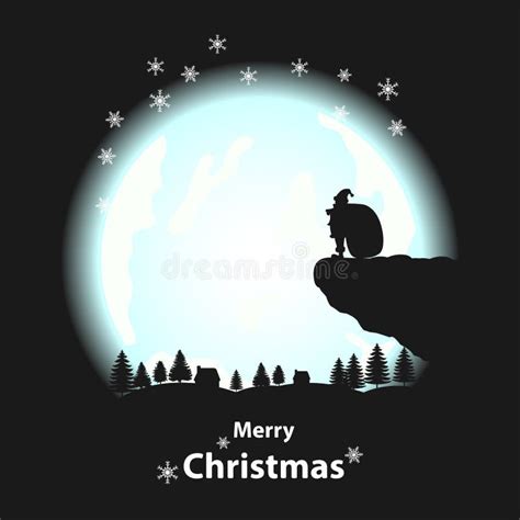 Silhouette Santa Clause of Full Moon Stock Vector - Illustration of ...