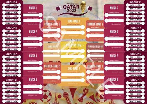 2022 FIFA World Cup Qatar Chart (GMT+8 Malaysian time) poster match ...