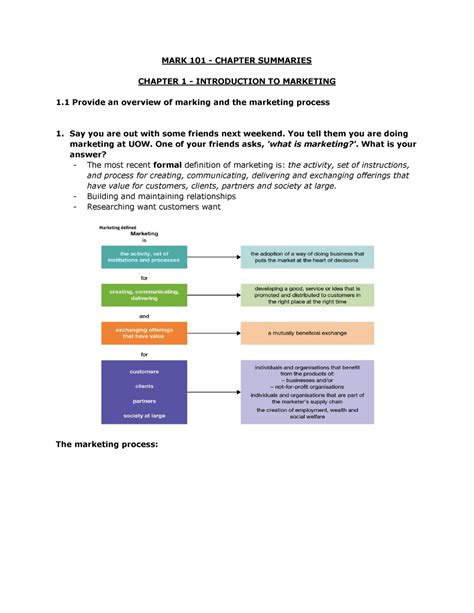 MARK 101 - Chapter 1 Summary - MARK 101 - CHAPTER SUMMARIES CHAPTER 1 ...