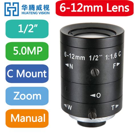 HD 5MP Zoom 6-12mm C-Mount Machine Vision Lenses Without Distortion ...