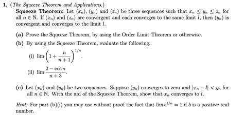 Solved 1. (The Squeeze Theorem and Applications.) Squeeze | Chegg.com