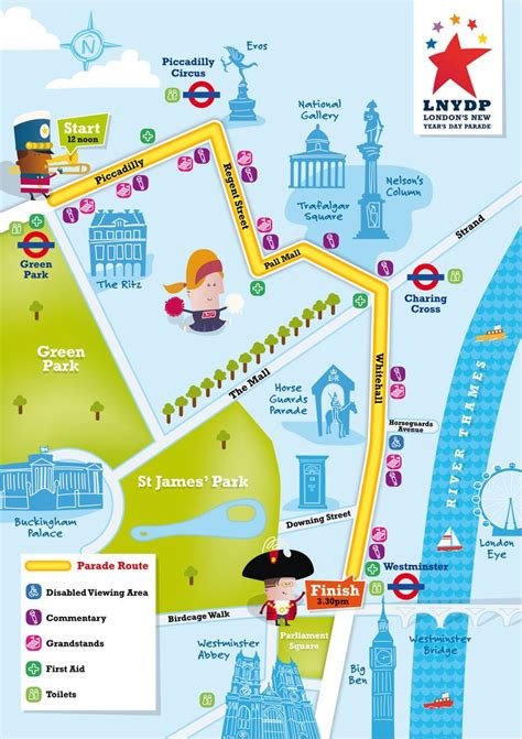 London NYD parade map | New years parade, Parade route, London