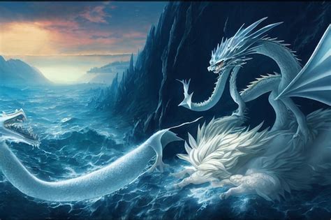 Premium Photo | Dragon in under water concept art illustration