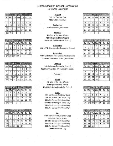 2015 - 2016 School Calendar | Linton-Stockton School Corporation ...