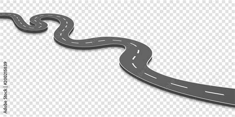 Creative vector illustration of winding curved road. Art design. Highway with markings ...