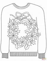 Christmas Ugly Sweater With A Wreath Motif coloring Page  sketch template